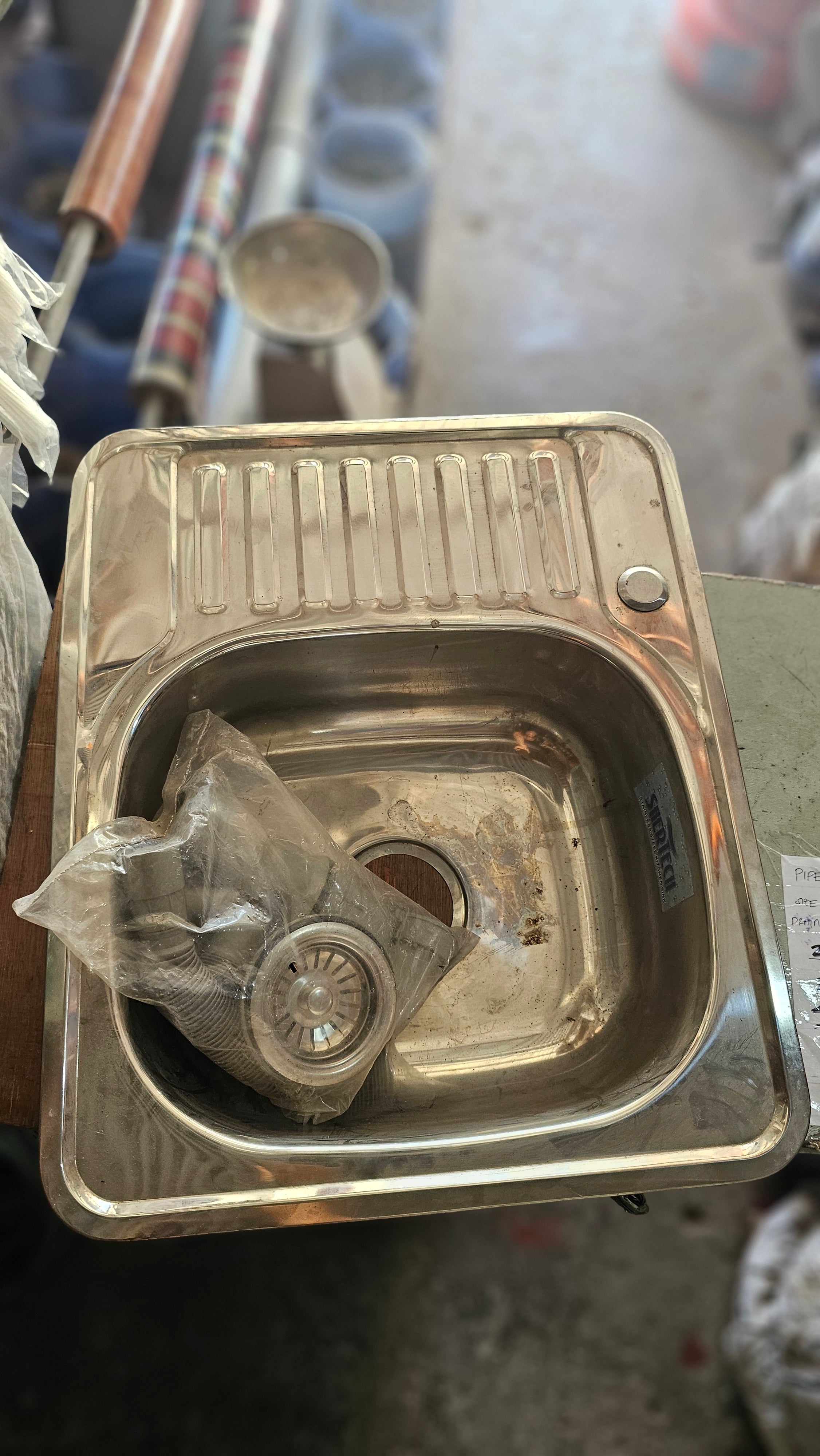 Sink with ptrap set, stainless (SHERTECH)